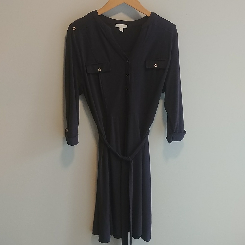 Charter Club XL Navy Blue Button Down Dress With Pockets